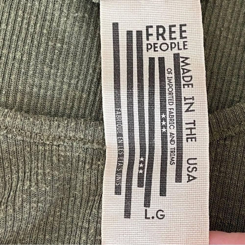 Free People Size L Hunter Green Ribbed Tank Top Sleeveless - Picture 6 of 6